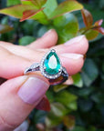 Pear shaped emerald rings