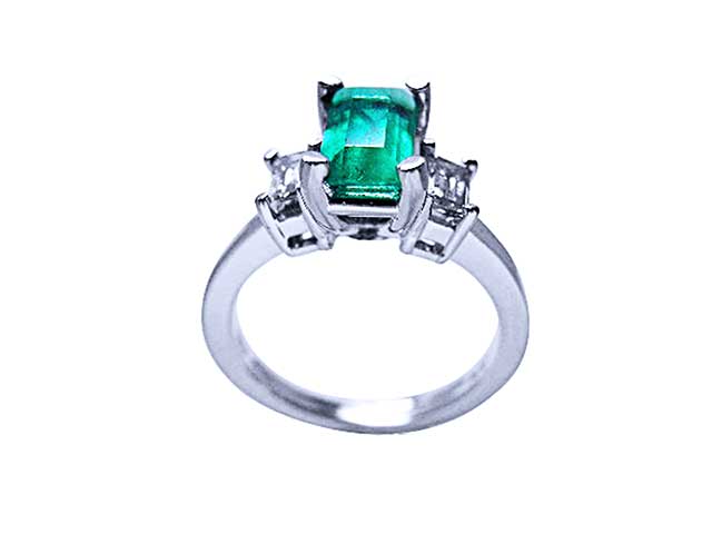18K Solid gold emerald engagement rings