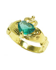 Heart emerald claddagh ring
