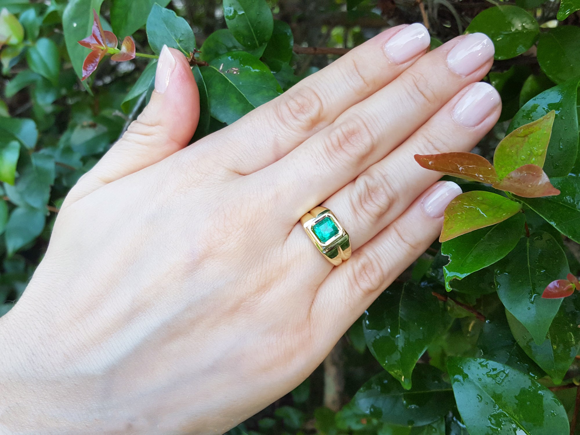 1.53 ct. Bezel Set Solitaire Emerald Ring 18K Yellow Gold