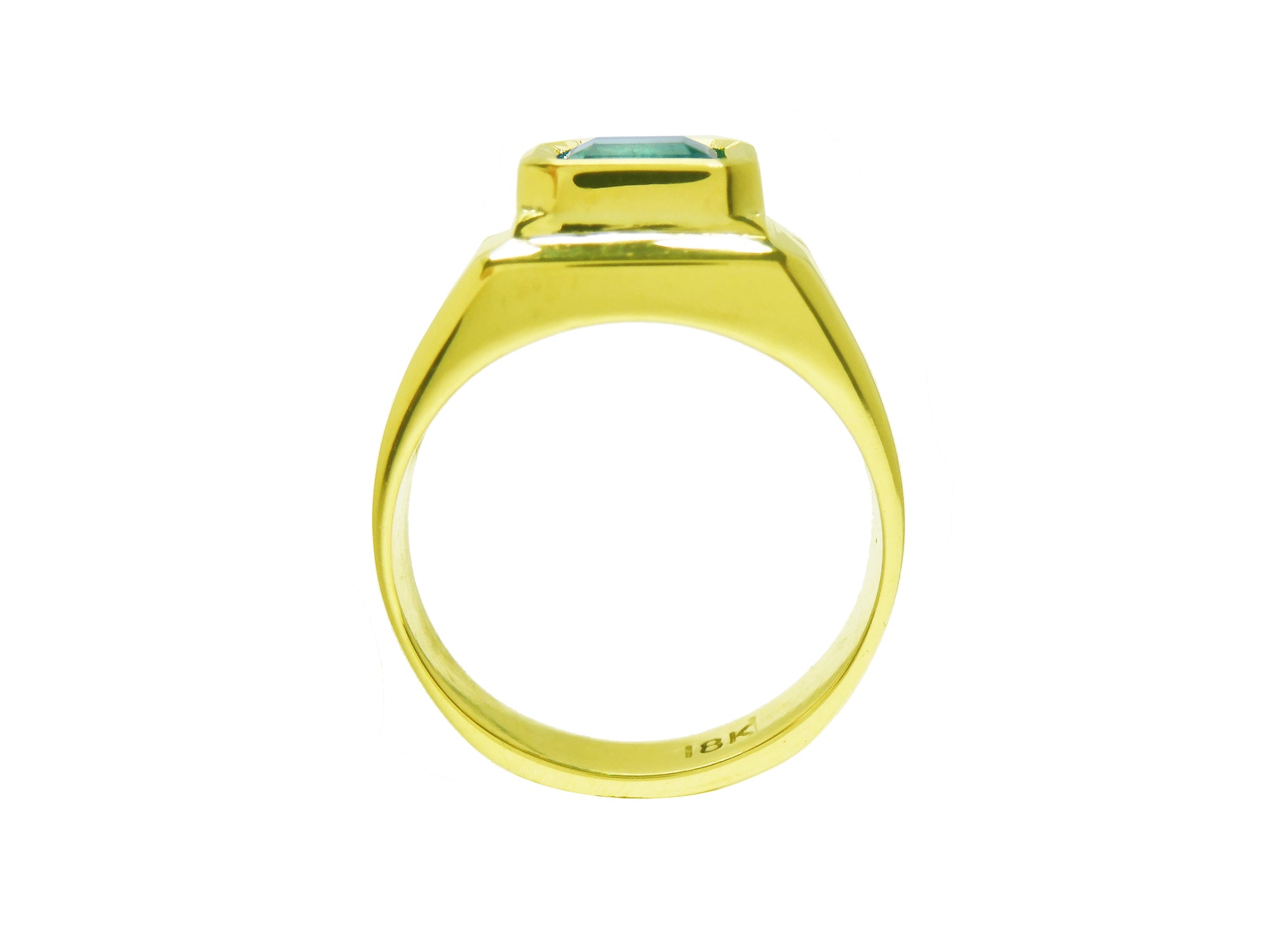 1.53 ct. Bezel Set Solitaire Emerald Ring 18K Yellow Gold