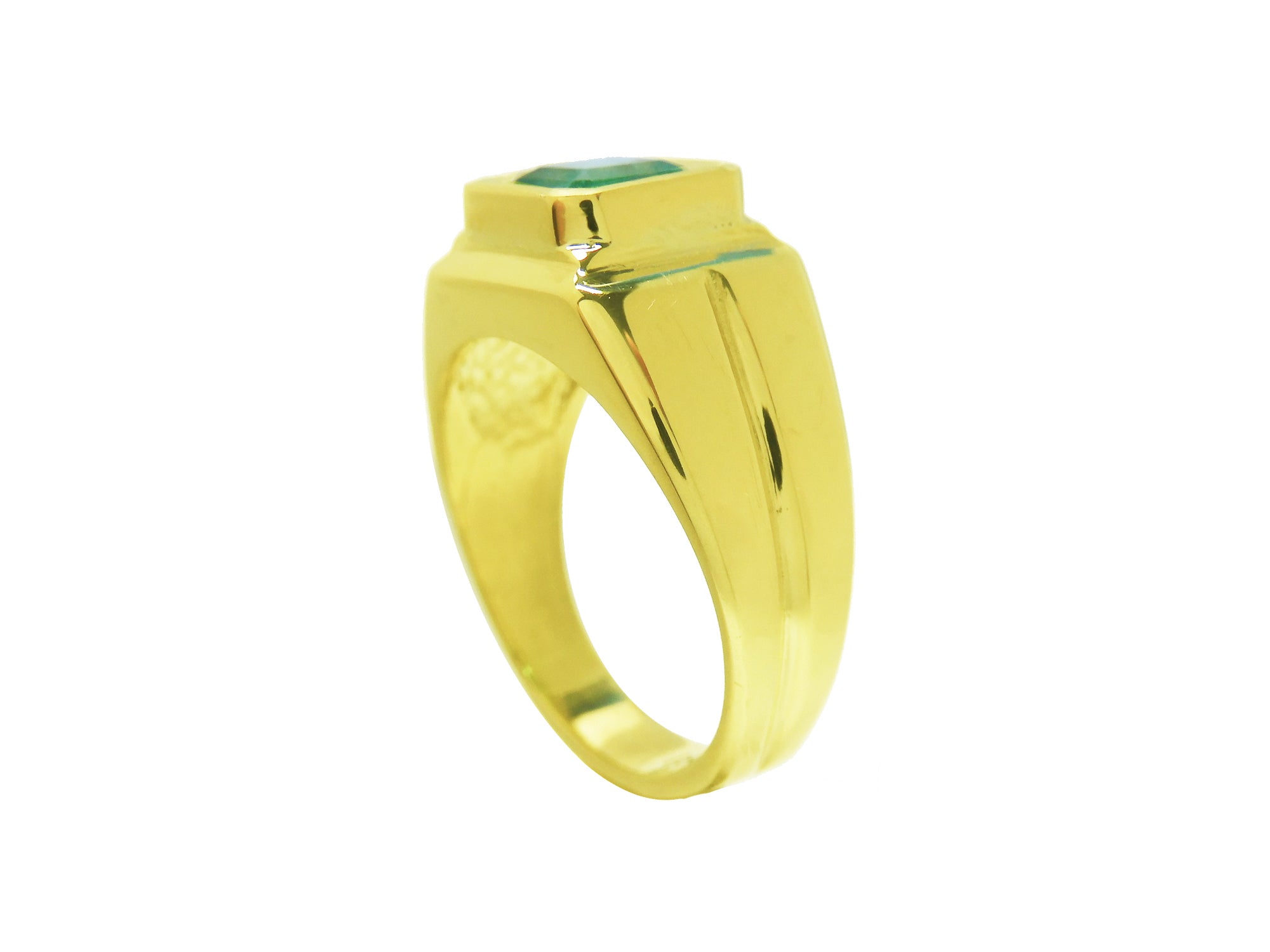 1.53 ct. Bezel Set Solitaire Emerald Ring 18K Yellow Gold