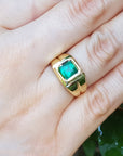 1.53 ct. Bezel Set Solitaire Emerald Ring 18K Yellow Gold