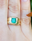 1.53 ct. Bezel Set Solitaire Emerald Ring 18K Yellow Gold