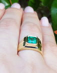 1.53 ct. Bezel Set Solitaire Emerald Ring 18K Yellow Gold