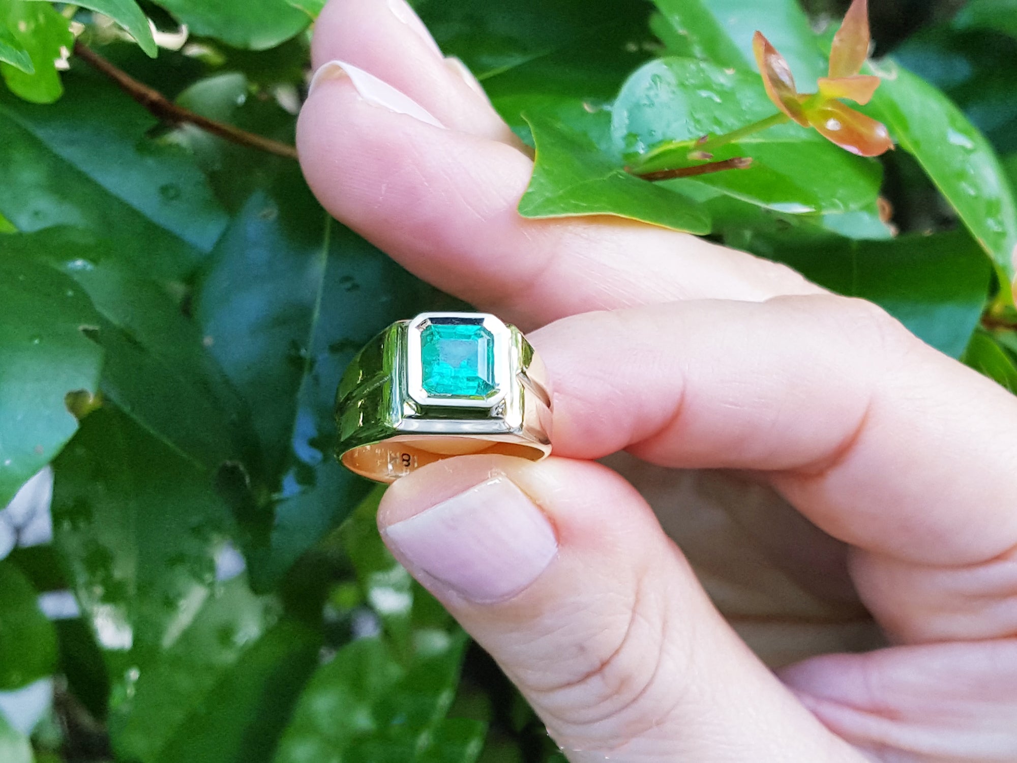 1.53 ct. Bezel Set Solitaire Emerald Ring 18K Yellow Gold