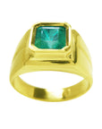 1.53 ct. Bezel Set Solitaire Emerald Ring 18K Yellow Gold
