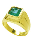 1.53 ct. Bezel Set Solitaire Emerald Ring 18K Yellow Gold