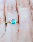Minimalist emerald solitaire ring for women