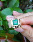 Unique men's emerald ring