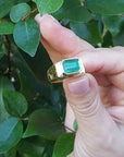 Emerald bezel set men ring for man