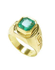 Men's emerald bezel set ring