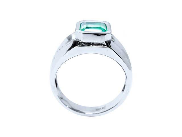 White Gold emerald solitaire ring for Men