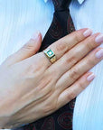 18k Men's Emerald Pinky Ring
