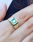 Emerald 18k solid gold ring for man