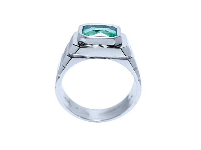Real White gold emerald rings for men