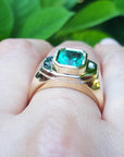 Bezel set men's emerald ring 