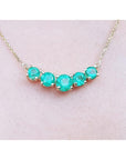 Five Stone 2.28 ct. Muzo Colombian Emeralds Necklace 14K Yellow Gold