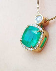 Green fire emerald stone necklace