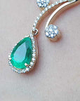 Natural emerald and diamond necklace