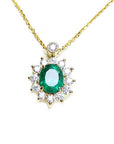 14K Solid gold emerald necklace