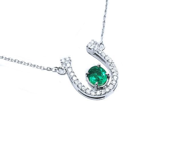 Emerald horseshoe necklace