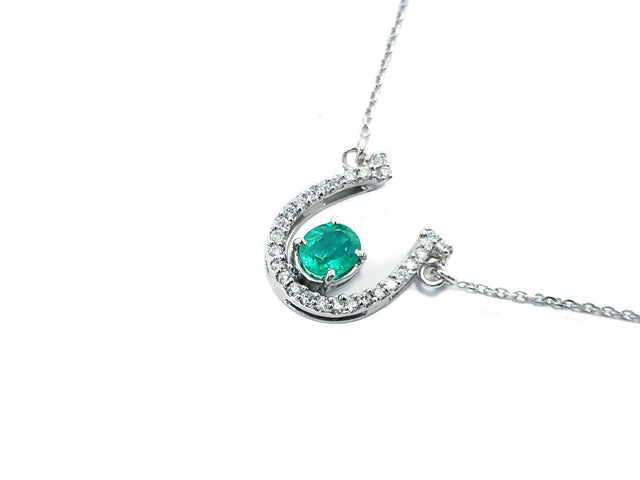 Real Colombian emerald horseshoe necklace