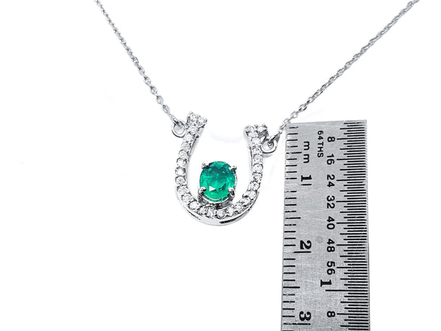 Colombian emerald horseshoe necklace for sale