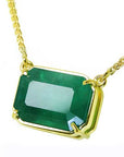 Deep green Colombian emerald solitaire necklace