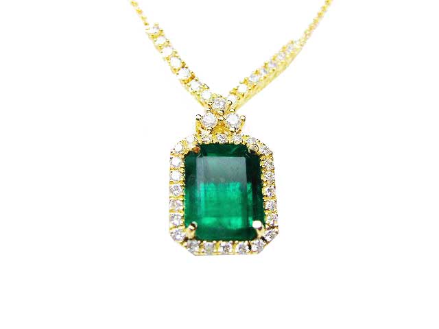 Deep bluish green emerald necklace