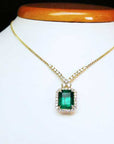 Emerald-cut emerald necklace
