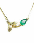 14k gold emerald twig necklace