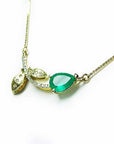 Solid yellow gold emerald twig necklace