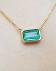 Real emerald bezel set necklace for sale