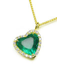 Dangle natural heart emerald necklace