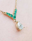 Emerald diamond necklace May birthstone