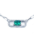 Paper clip emerald necklace