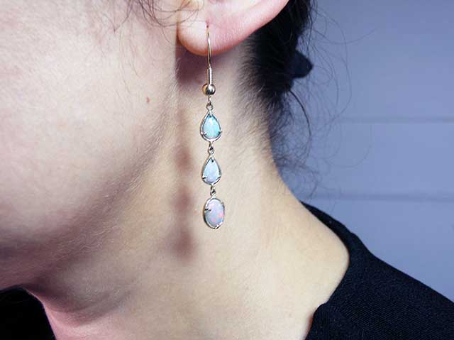 Solid australian opal earrings