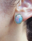 Halo opal stud earrings