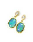 Yellow gold opal earrings