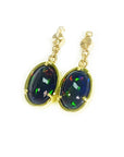 4.38 ct. Ethiopian Welo Black Opal Earrings 14K Yellow Gold