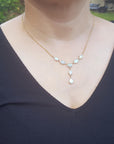 3.94 ct Solid Australian Opal Necklace Handcrafted in Solid 14K Yellow Gold