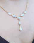 3.94 ct Solid Australian Opal Necklace Handcrafted in Solid 14K Yellow Gold