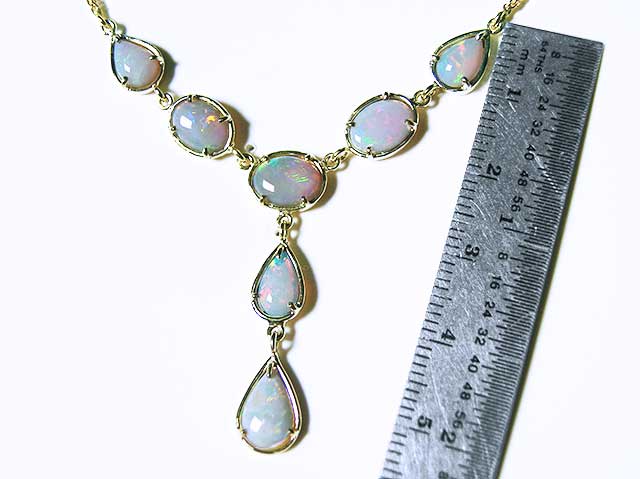 White solid australian opal necklace