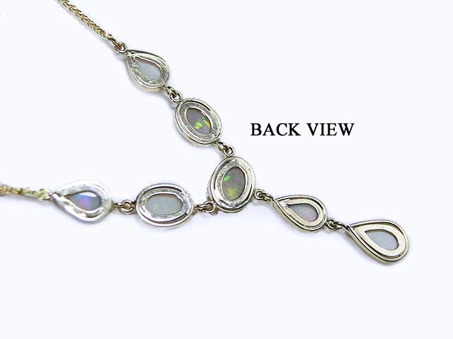 Sparkling solid australian opal necklace and solid gold