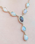 halo diamond opal necklace
