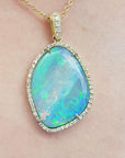 halo Australian opal necklace pendant