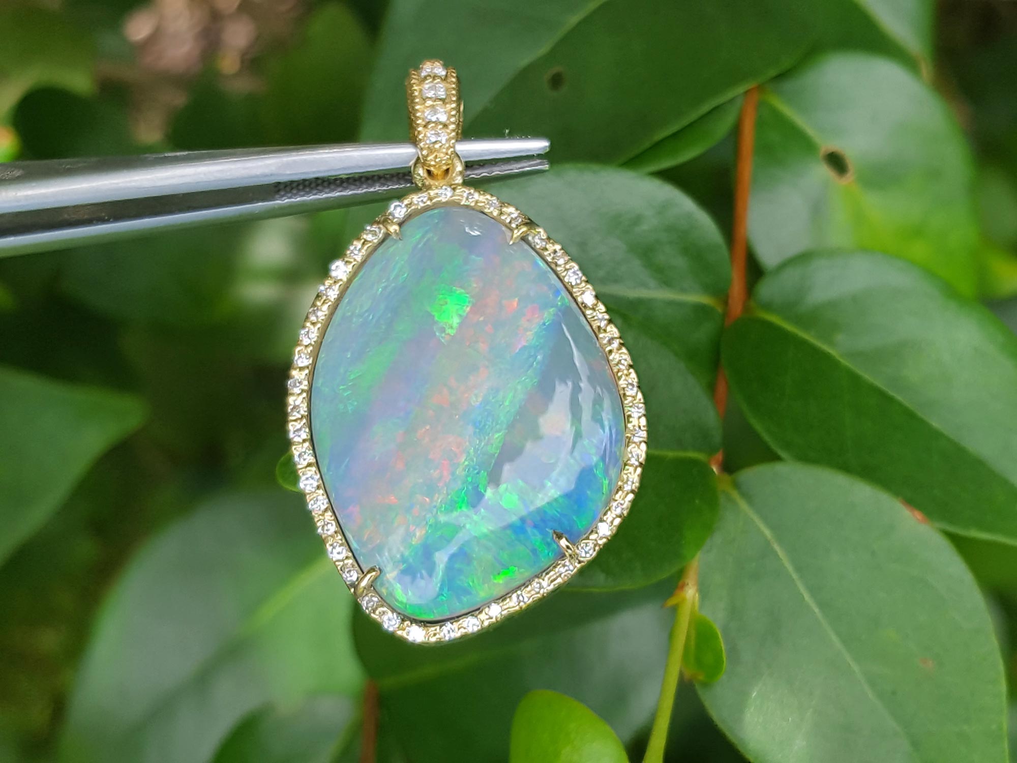 Real opal pendant necklace