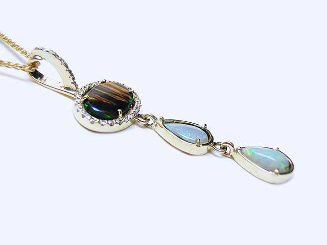 white &amp; black australian opal pendant