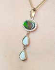 Black and white Australian Opal Pendant 2.68 ct. Gold 14K